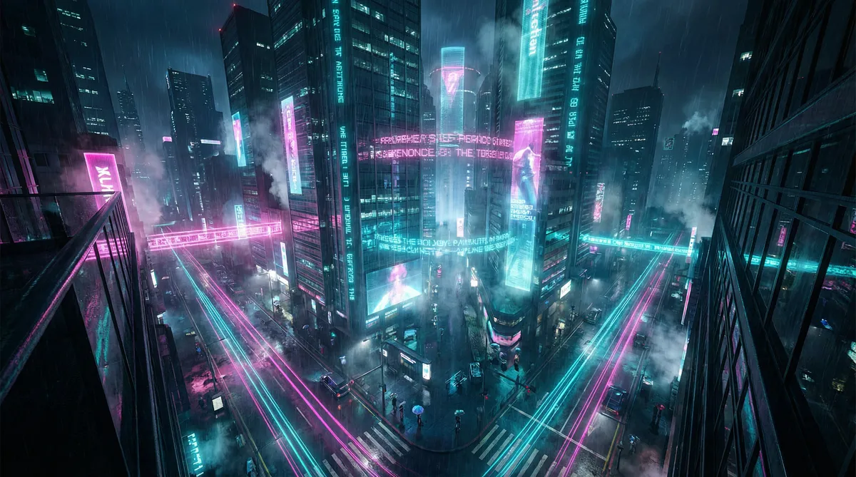 余罪 电视剧 竖屏短剧平台首页背景 - 赛博朋克都市夜景